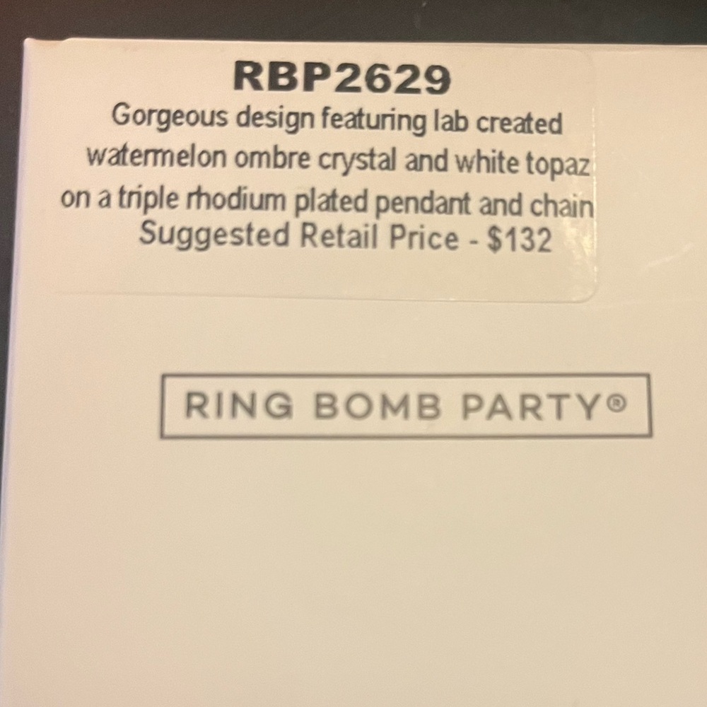NIB RING BOMB PARTY Ombré Watermelon & White Topaz Necklace - Picture 12 of 12